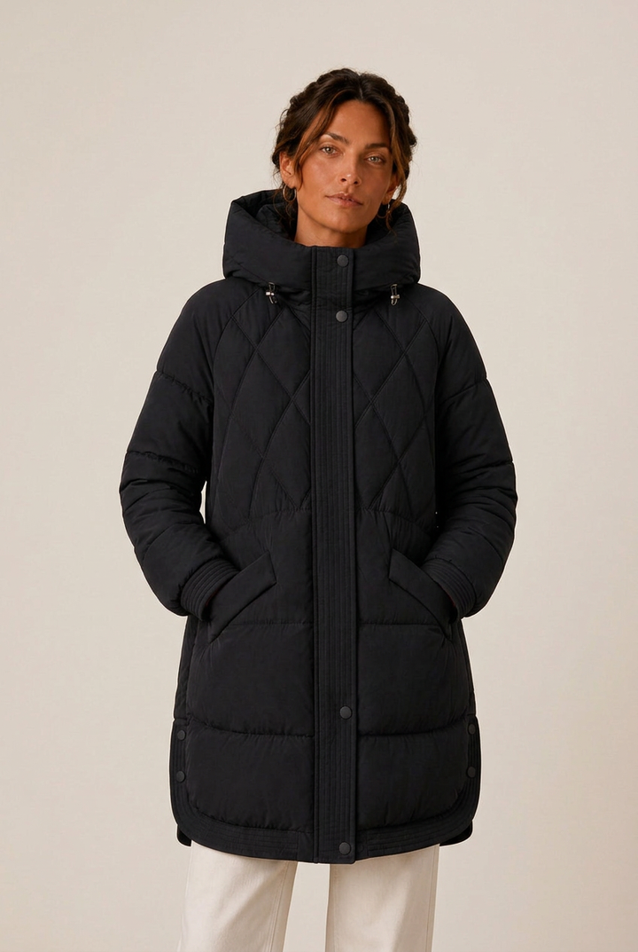 Valentina | Women's Quilted Longline Hooded Down Jacket