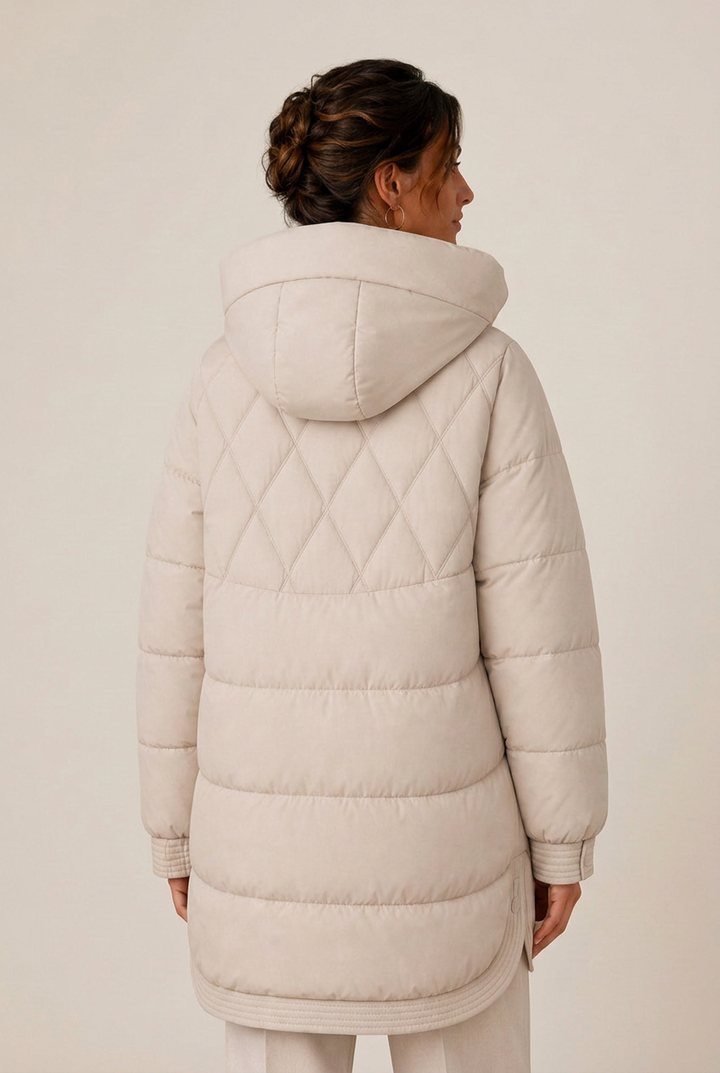Valentina | Women's Quilted Longline Hooded Down Jacket