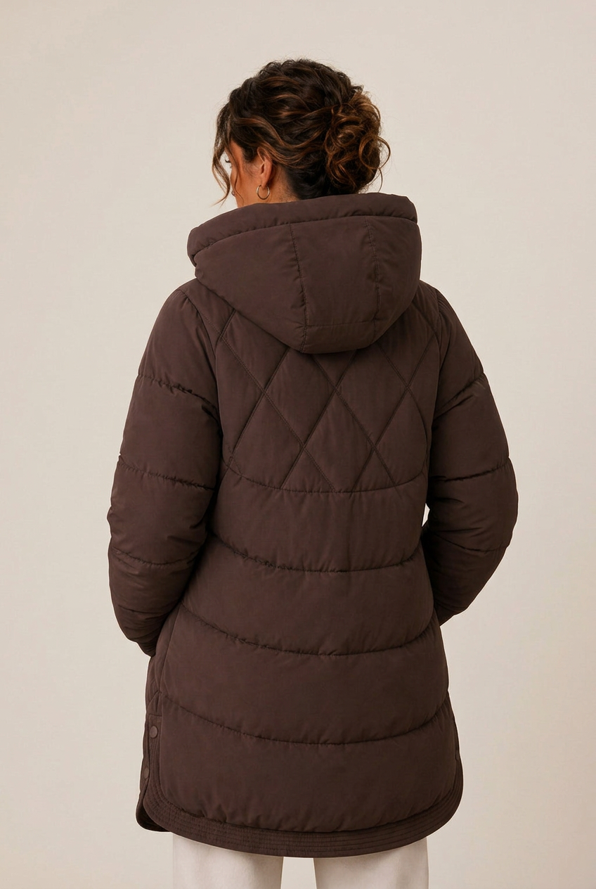 Valentina | Women's Quilted Longline Hooded Down Jacket