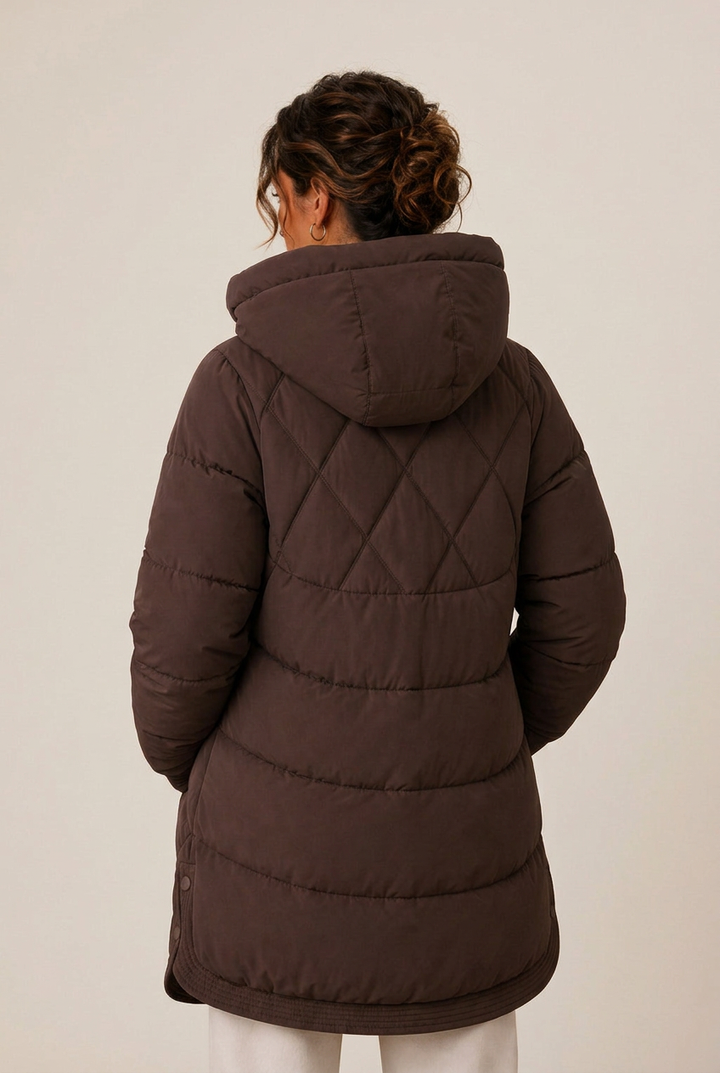 Valentina | Women's Quilted Longline Hooded Down Jacket