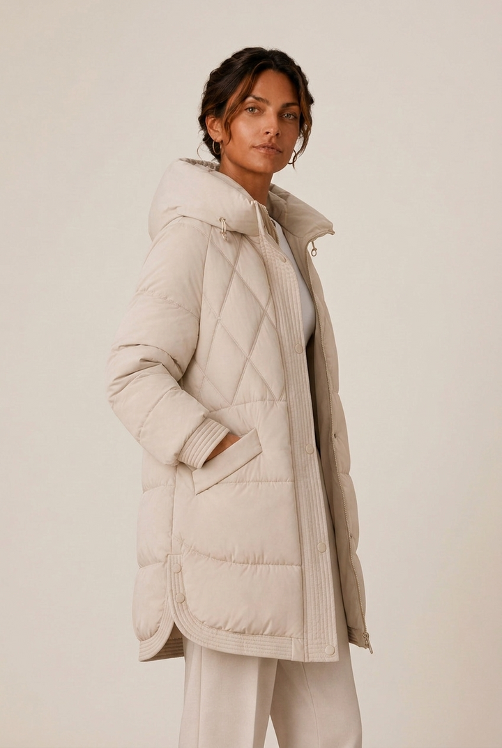 Valentina | Women's Quilted Longline Hooded Down Jacket