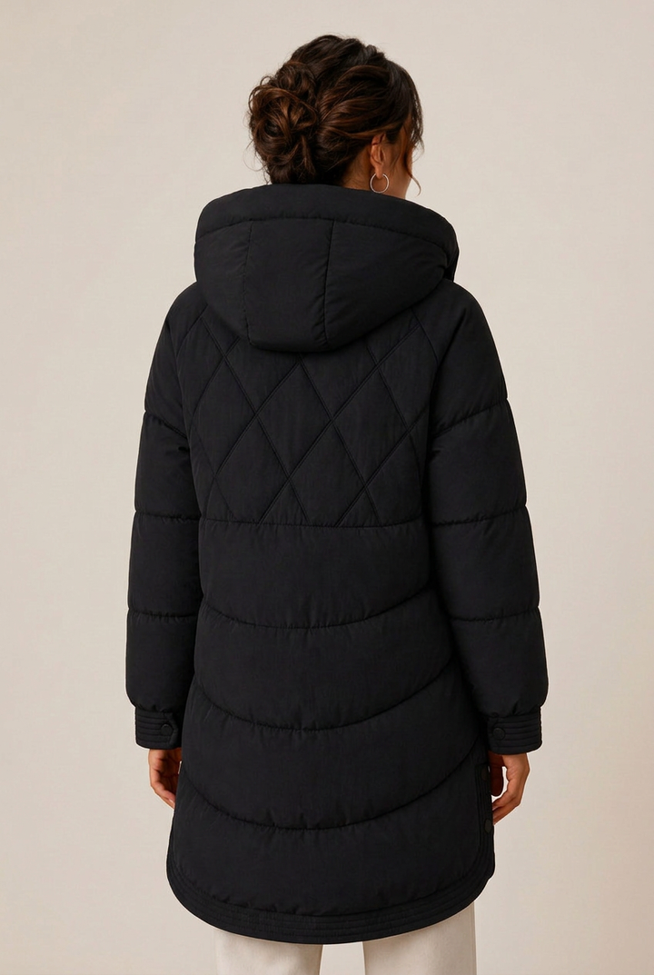 Valentina | Women's Quilted Longline Hooded Down Jacket