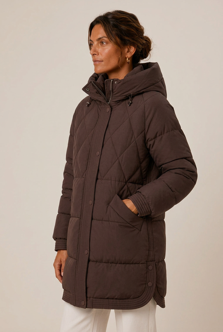 Valentina | Women's Quilted Longline Hooded Down Jacket