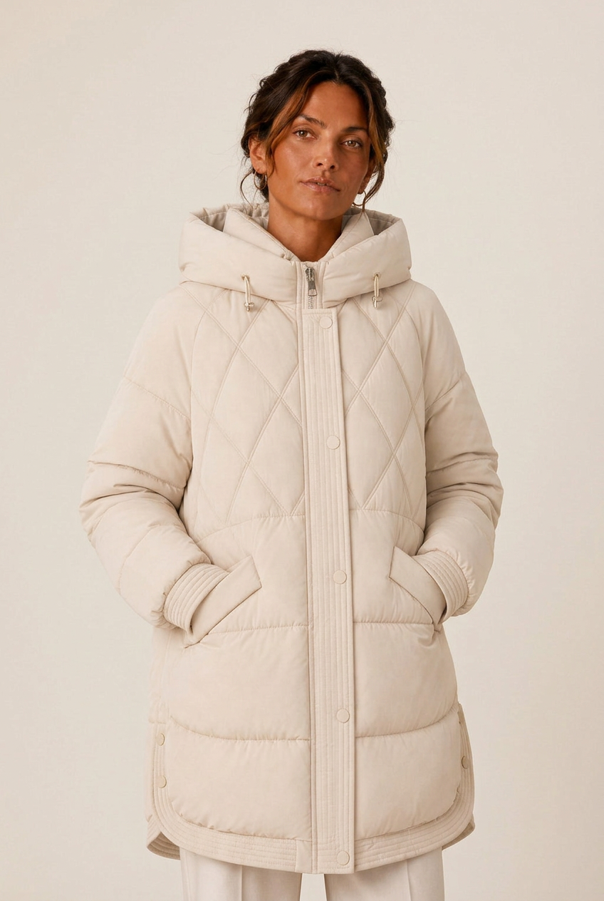 Valentina | Women's Quilted Longline Hooded Down Jacket