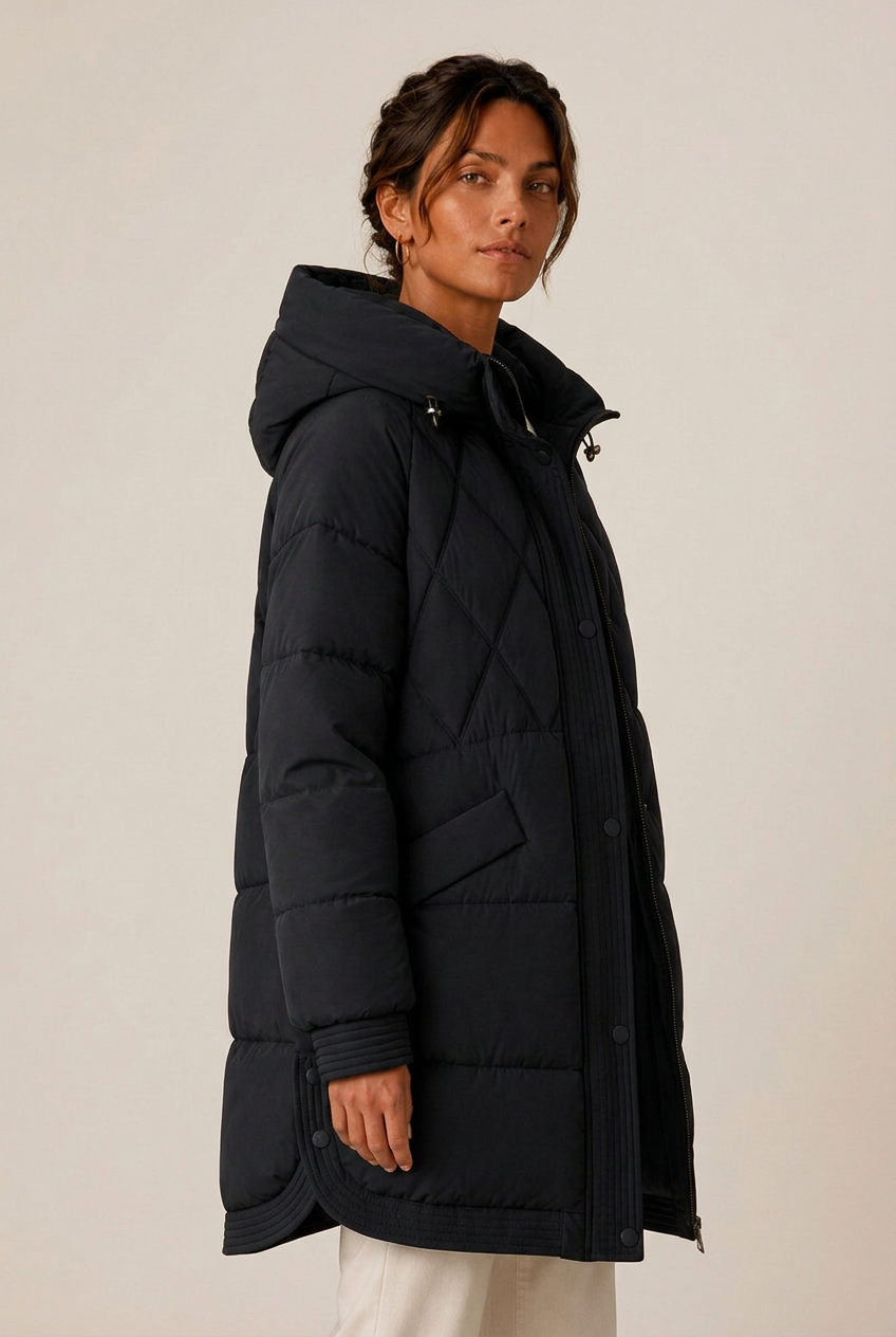 Valentina | Women's Quilted Longline Hooded Down Jacket