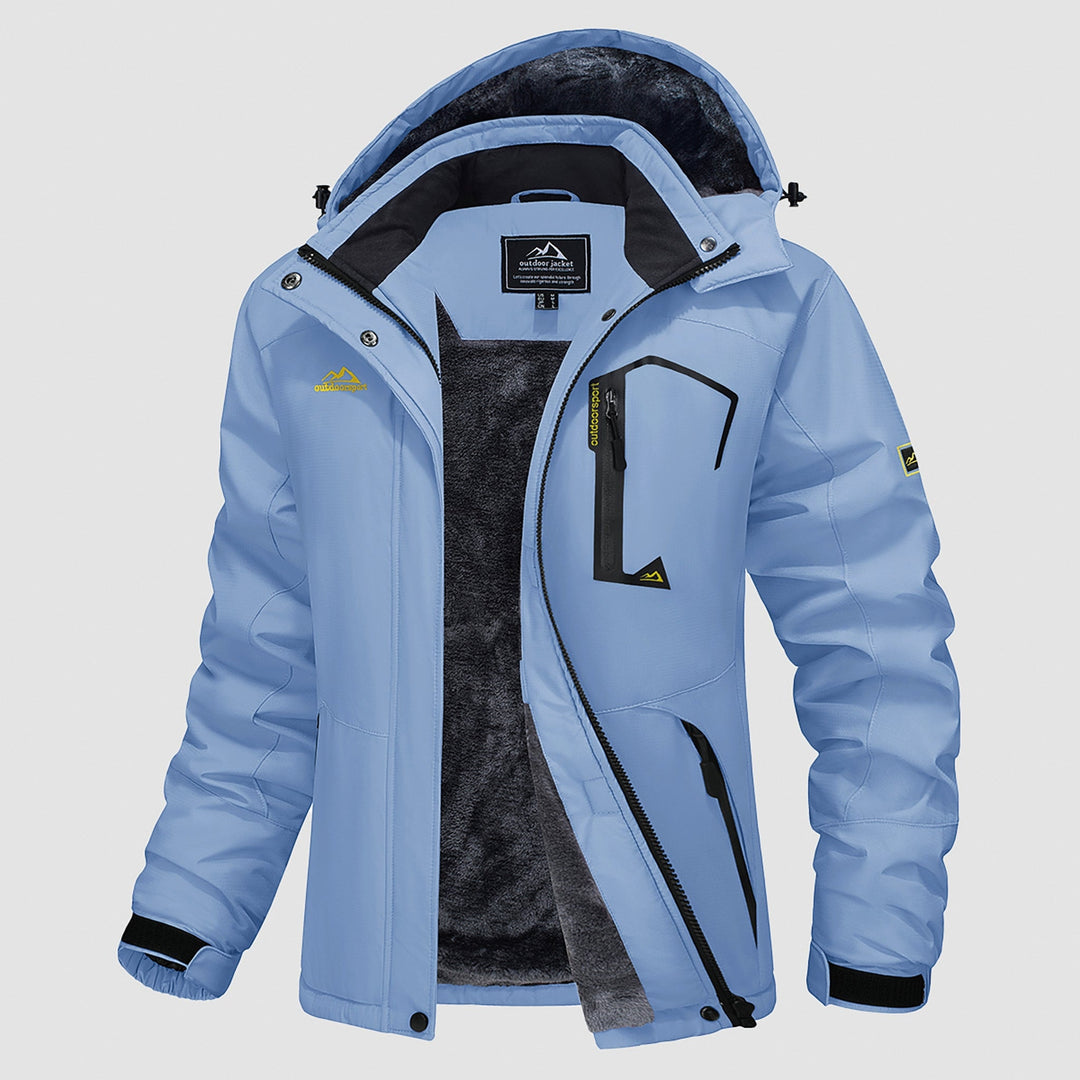 Light Blue MAGCOMSEN Women's Water-Resistant Fleece Ski Jacket with 4 Pockets in #Color_Light Blue