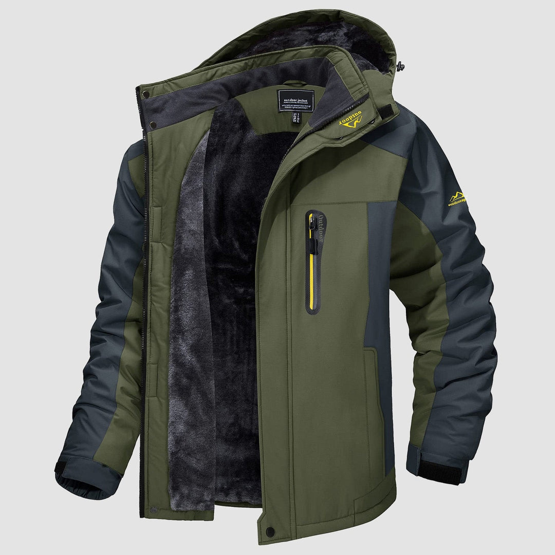 Army Green MAGCOMSEN Men's Water-Resistant Ski Jacket - Warm Fleece Winter in #Color_Army Green