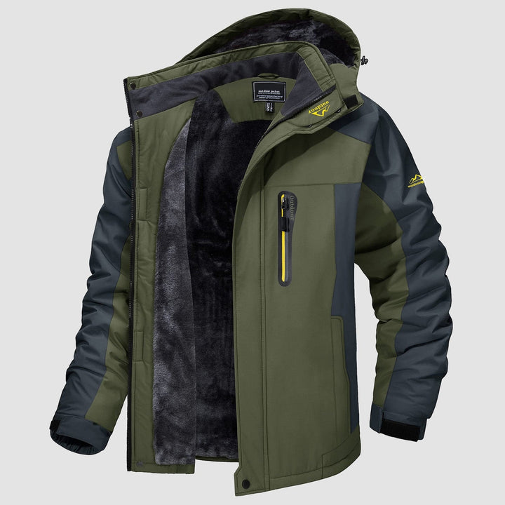 Army Green MAGCOMSEN Men's Water-Resistant Ski Jacket - Warm Fleece Winter in #Color_Army Green