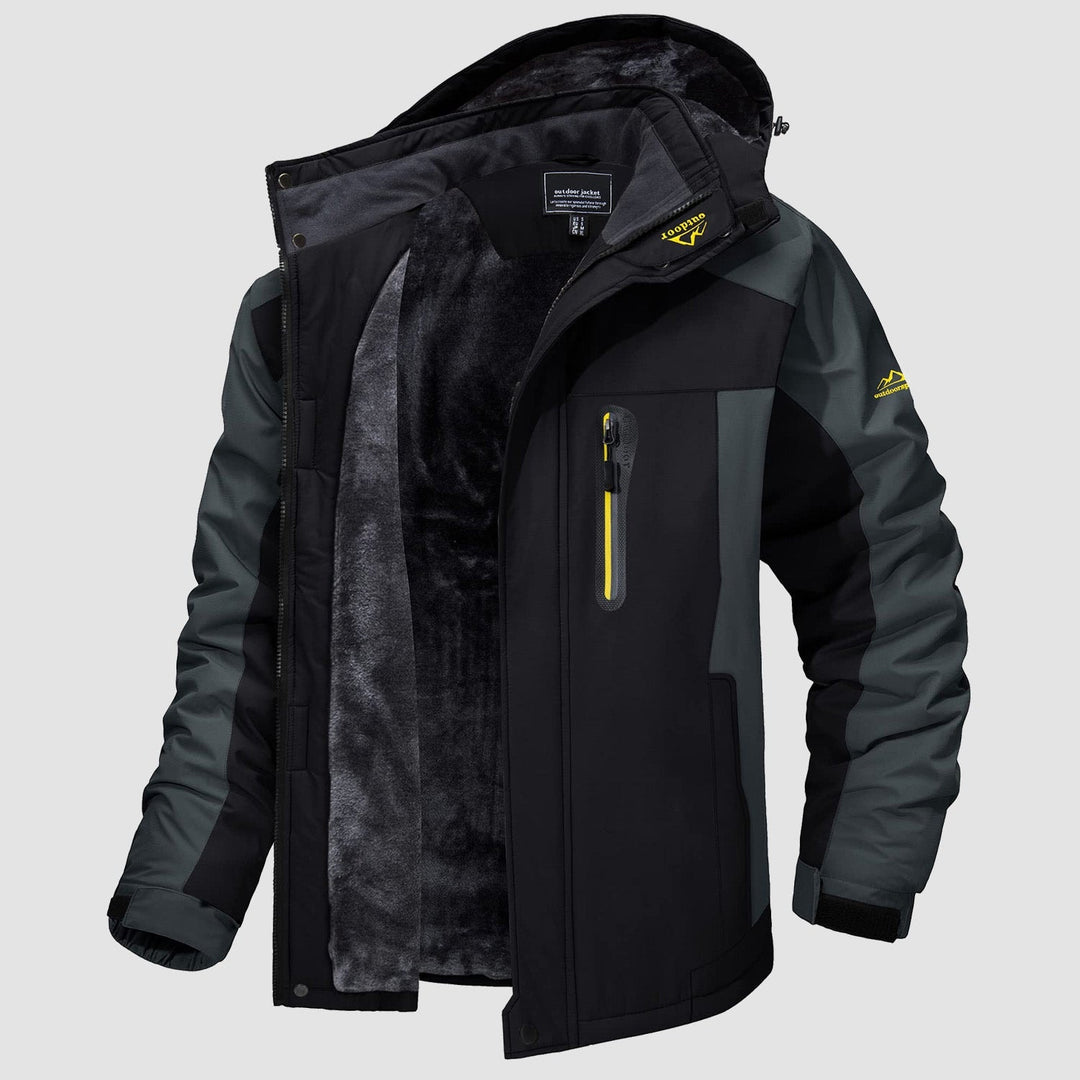 Black Grey MAGCOMSEN Men's Water-Resistant Ski Jacket - Warm Fleece Winter in #Color_Black Grey