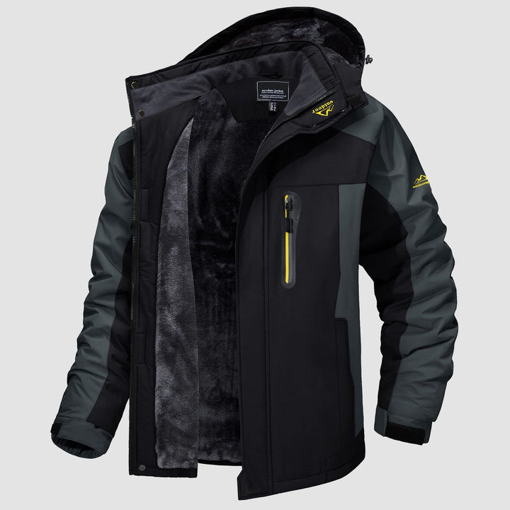 Black Grey MAGCOMSEN Men's Water-Resistant Ski Jacket - Warm Fleece Winter in #Color_Black Grey