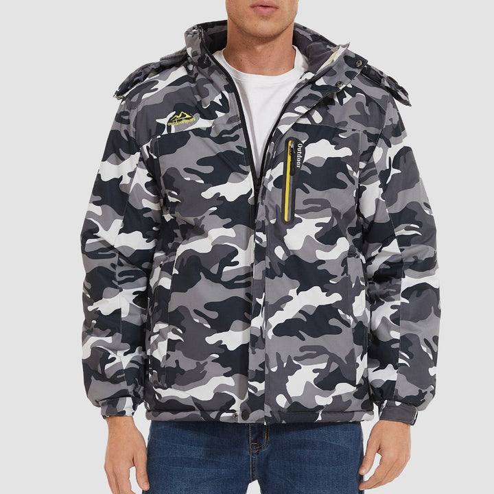Black Camo MAGCOMSEN Men's Water Resistant Ski Jacket - Fleece Lined Parka in #Color_Black Camo