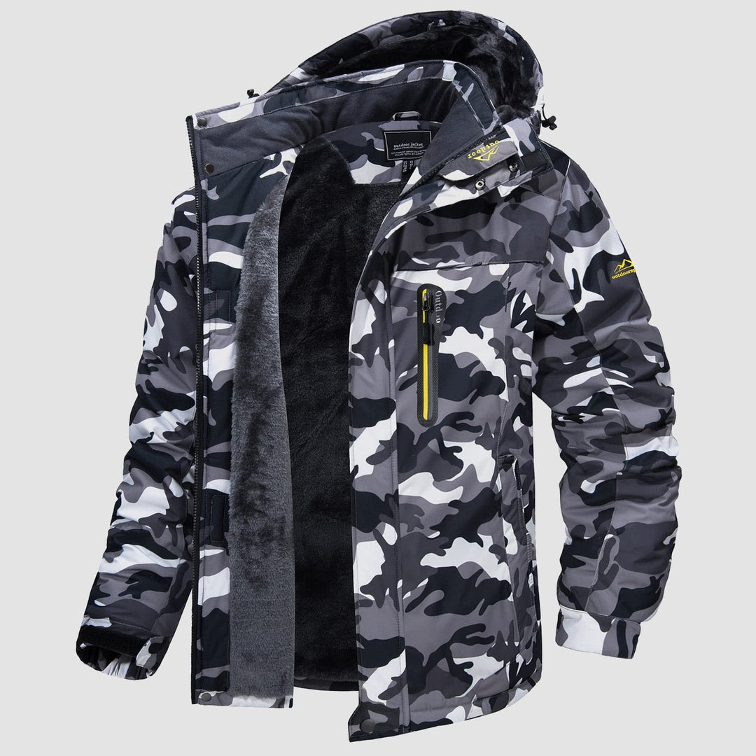 Black Camo MAGCOMSEN Men's Water-Resistant Ski Jacket - Warm Fleece Winter in #Color_Black Camo