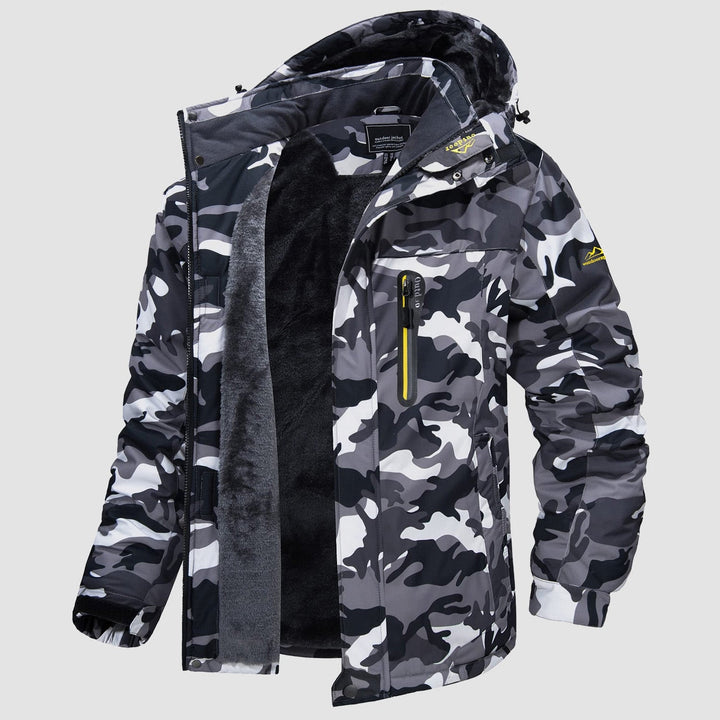 Black Camo MAGCOMSEN Men's Water-Resistant Ski Jacket - Warm Fleece Winter in #Color_Black Camo
