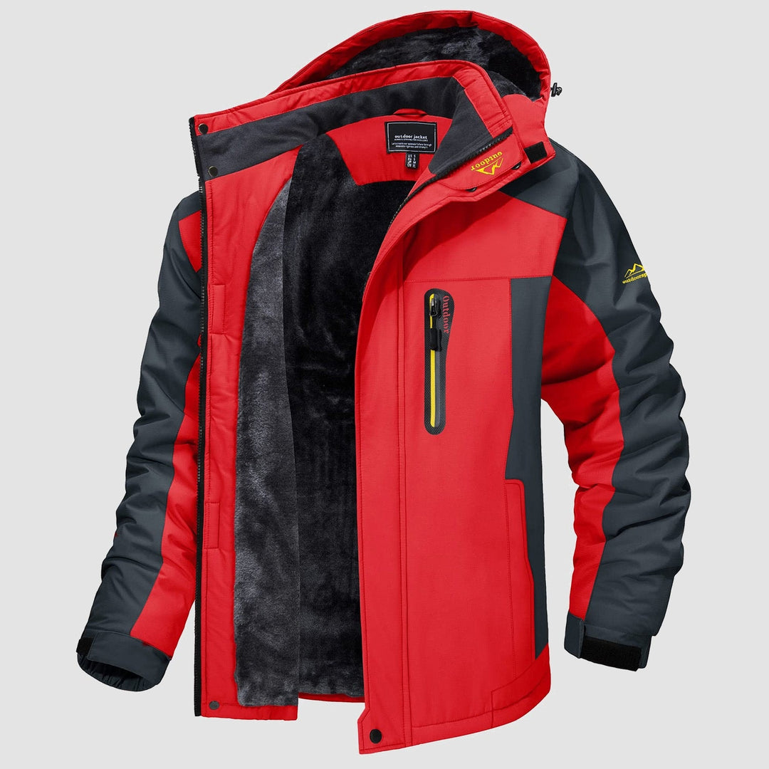 Red MAGCOMSEN Men's Water-Resistant Ski Jacket - Warm Fleece Winter in #Color_Red