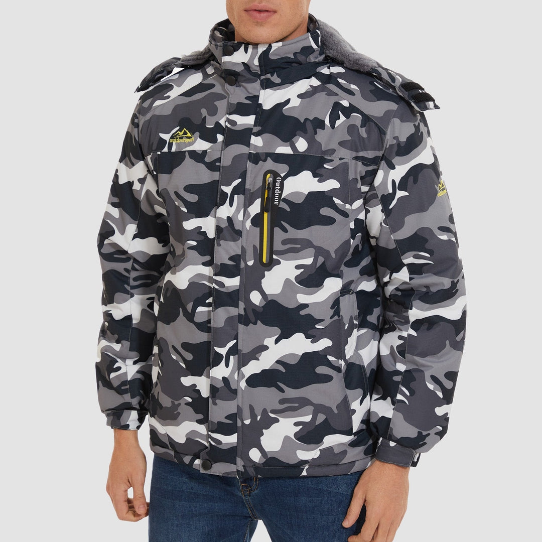 Black Camo MAGCOMSEN Men's Water-Resistant Ski Jacket - Warm Fleece Winter in #Color_Black Camo