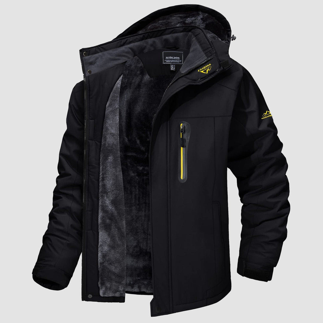 Black MAGCOMSEN Men's Water-Resistant Ski Jacket - Warm Fleece Winter in #Color_Black