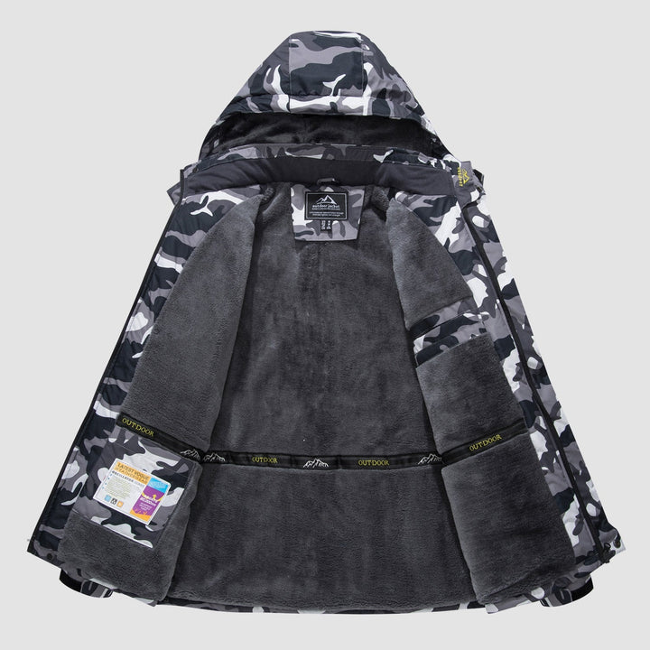 Black Camo MAGCOMSEN Men's Water Resistant Ski Jacket - Fleece Lined Parka in #Color_Black Camo