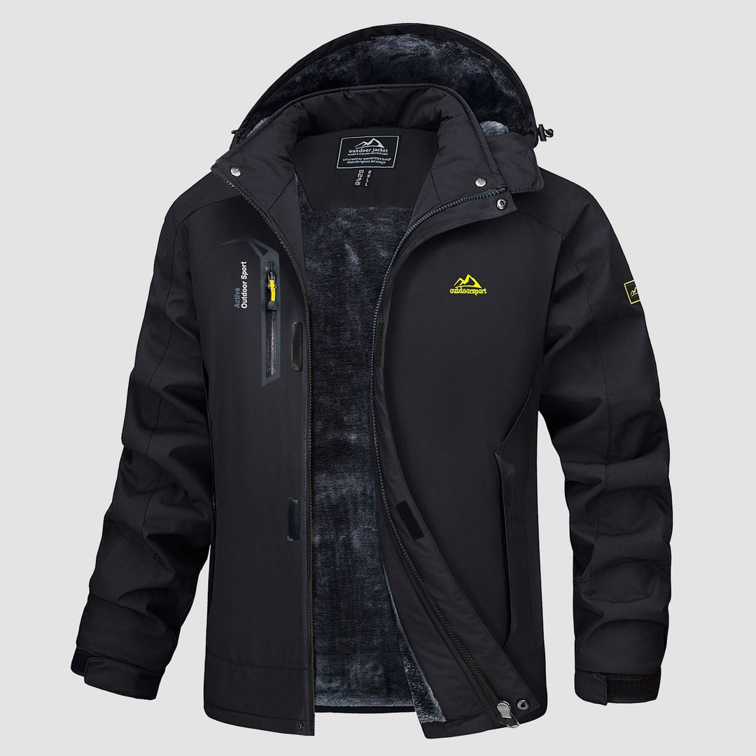 Black MAGCOMSEN Men's Water Resistant Ski Jacket - Fleece Lined Parka with Pockets in #Color_Black