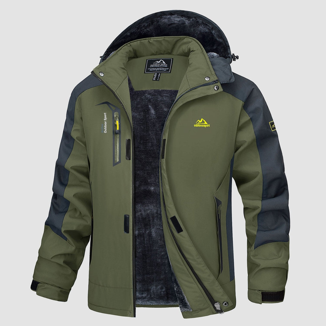 Army Green MAGCOMSEN Men's Water Resistant Ski Jacket - Fleece Lined Parka with Pockets in #Color_Army Green