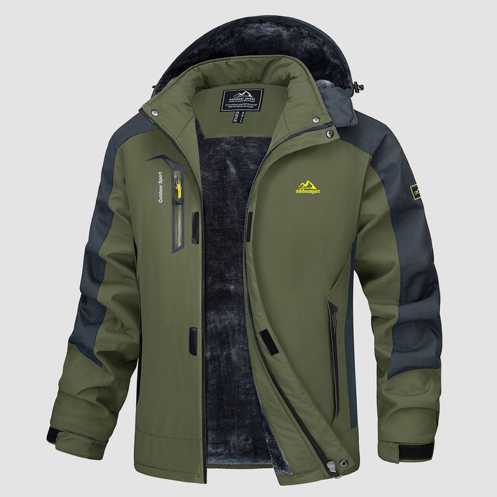 Army Green MAGCOMSEN Men's Water Resistant Ski Jacket - Fleece Lined Parka with Pockets in #Color_Army Green
