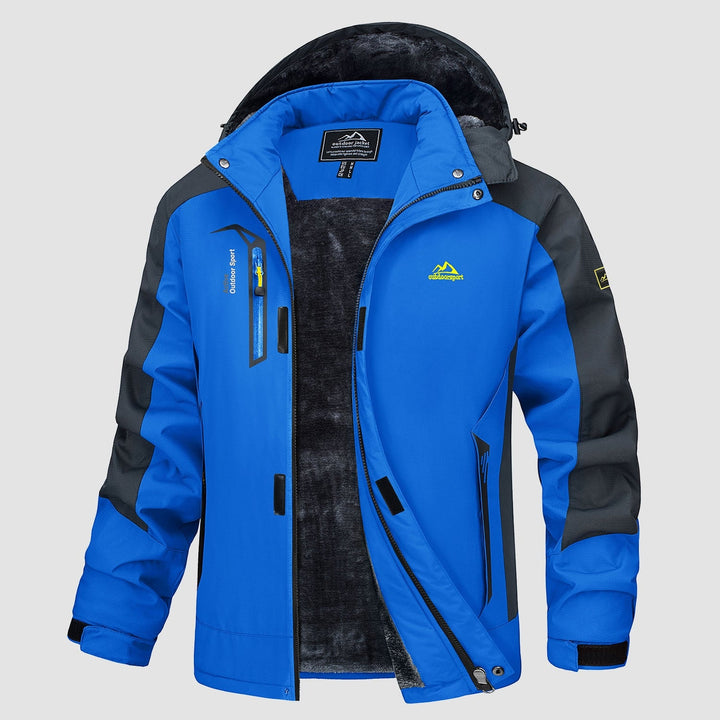 Bright Blue MAGCOMSEN Men's Water Resistant Ski Jacket - Fleece Lined Parka with Pockets in #Color_Bright Blue