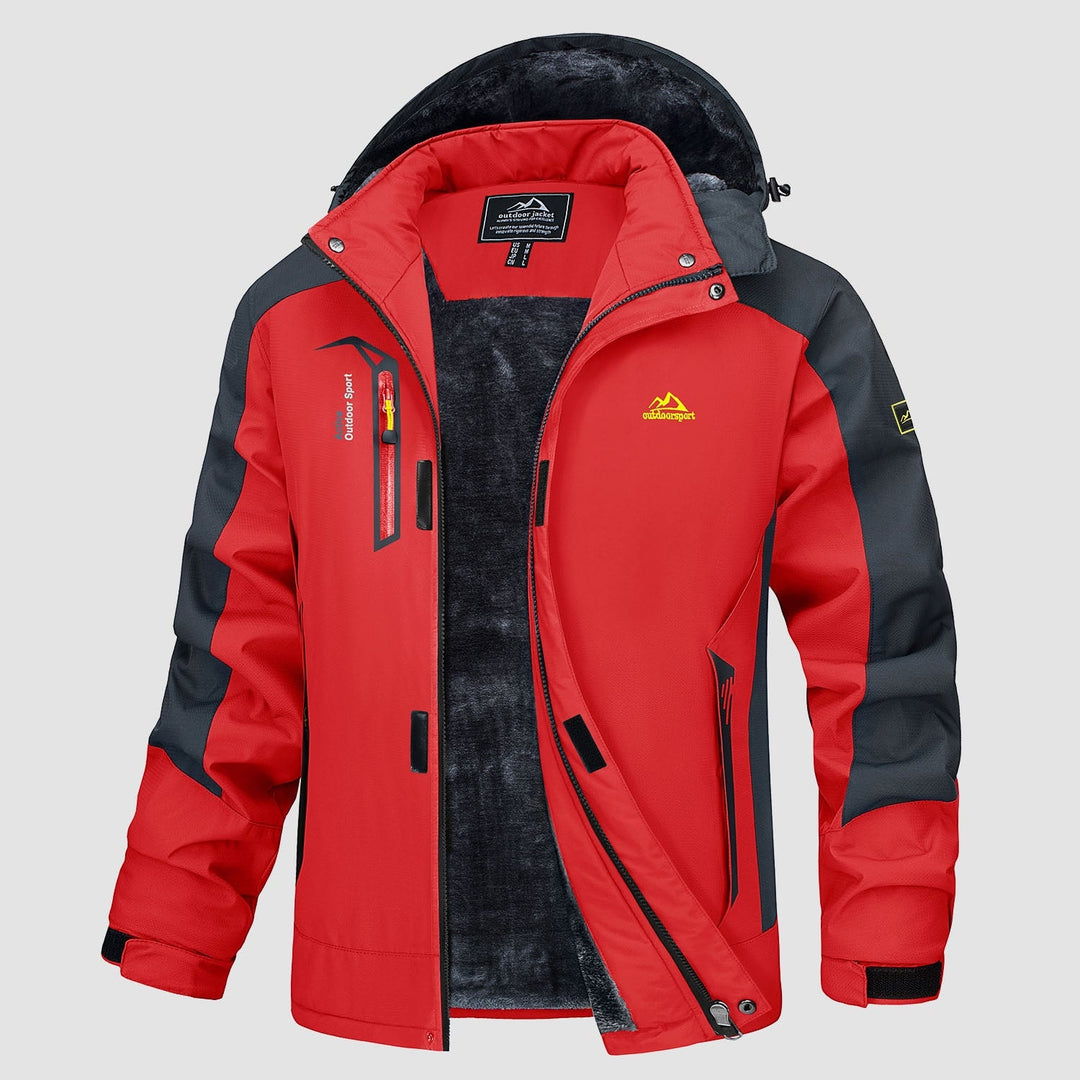 Red MAGCOMSEN Men's Water Resistant Ski Jacket - Fleece Lined Parka with Pockets in #Color_Red
