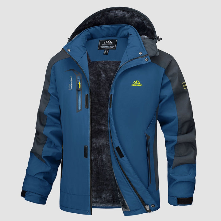 Denim Blue MAGCOMSEN Men's Water Resistant Ski Jacket - Fleece Lined Parka with Pockets in #Color_Denim Blue