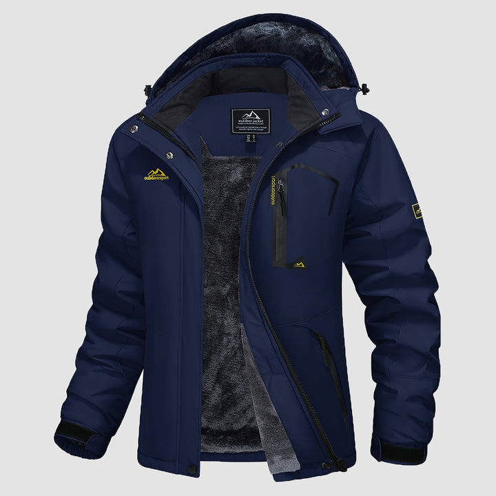 Navy MAGCOMSEN Women's Water-Resistant Fleece Ski Jacket with 4 Pockets in #Color_Navy