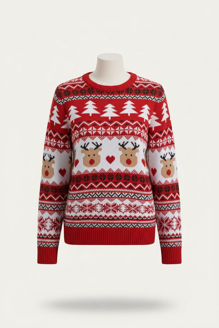 Emily | Reindeer Print Christmas Jumper Knit