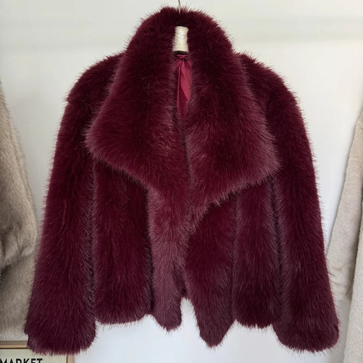 Rose | Oversized Shawl Collar Faux Fur Coat for Women
