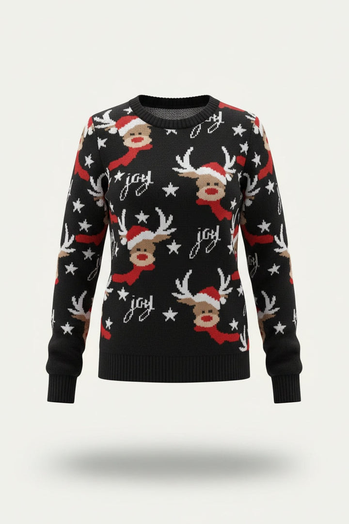 Emily | Reindeer Print Christmas Jumper Knit