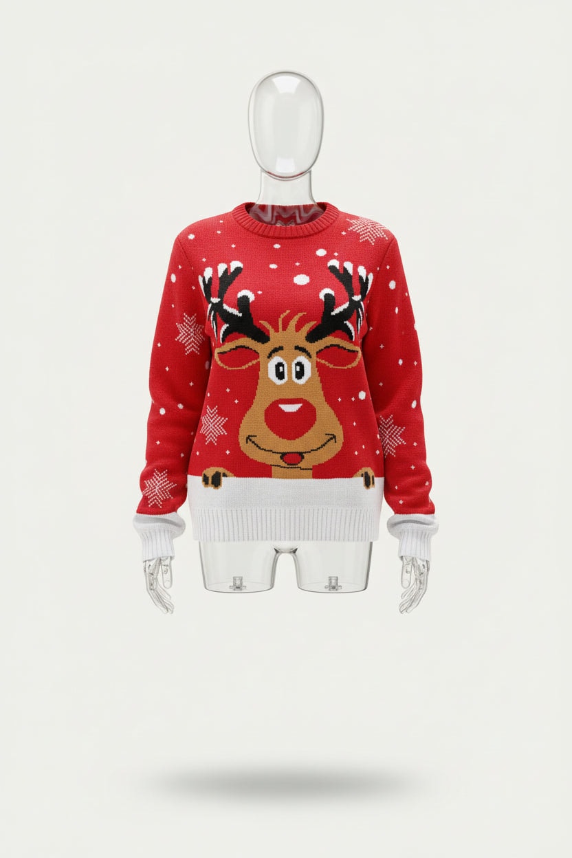 Emily | Reindeer Print Christmas Jumper Knit