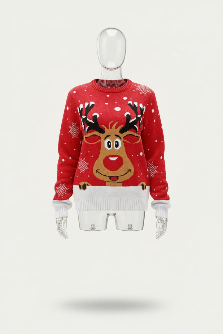 Emily | Reindeer Print Christmas Jumper Knit