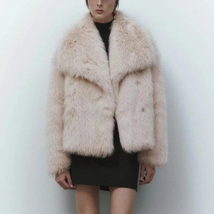 Rose | Oversized Shawl Collar Faux Fur Coat for Women