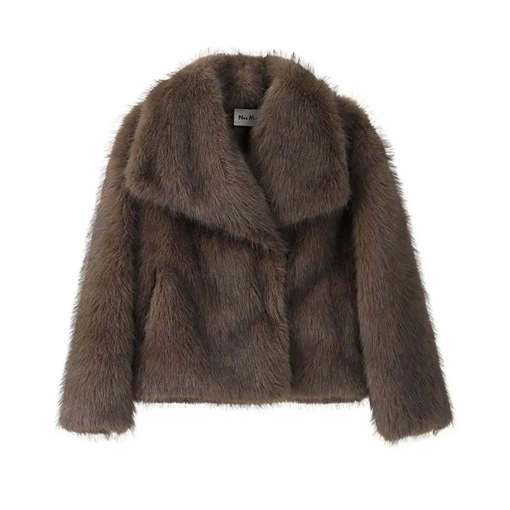 Rose | Oversized Shawl Collar Faux Fur Coat for Women