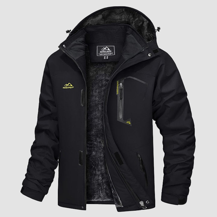 Black MAGCOMSEN Men's Water-Repellent Winter Ski Jacket with Fleece Lining in #Color_Black