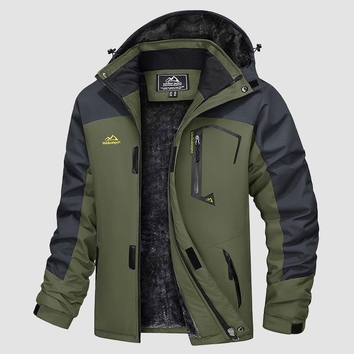 Army Green MAGCOMSEN Men's Water-Repellent Winter Ski Jacket with Fleece Lining in #Color_Army Green