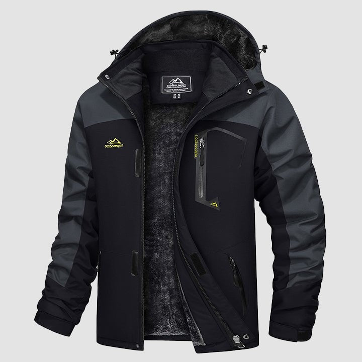 Black Grey MAGCOMSEN Men's Water-Repellent Winter Ski Jacket with Fleece Lining in #Color_Black Grey