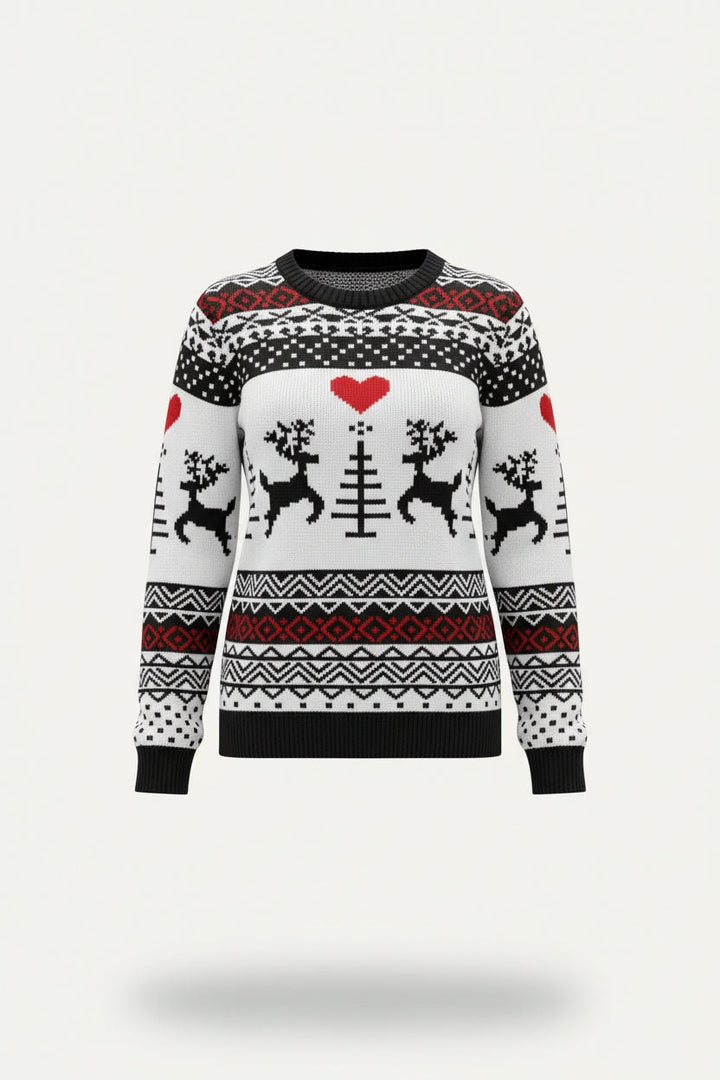 Emily | Reindeer Print Christmas Jumper Knit