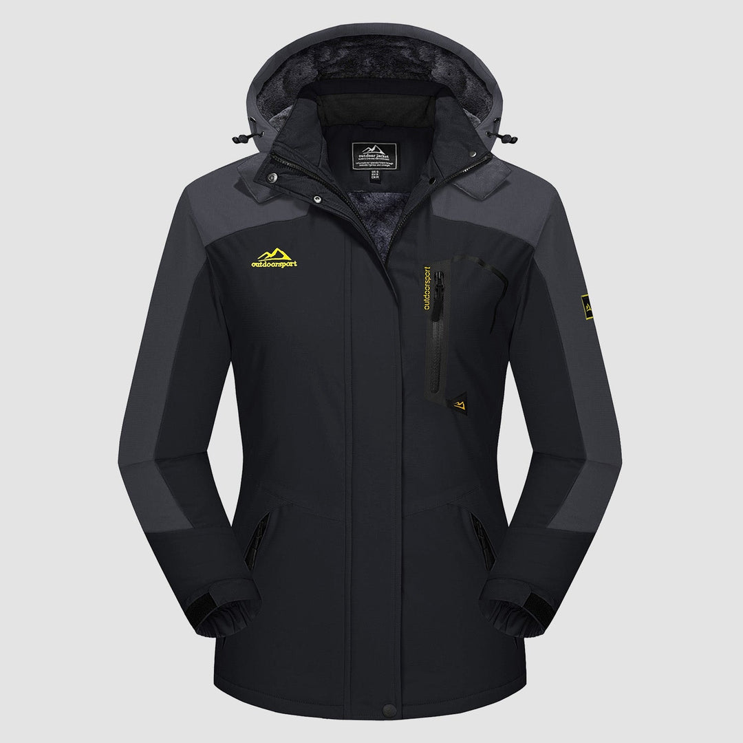 Black Grey MAGCOMSEN Women's Water-Resistant Fleece Ski Jacket with 4 Pockets in #Color_Black Grey