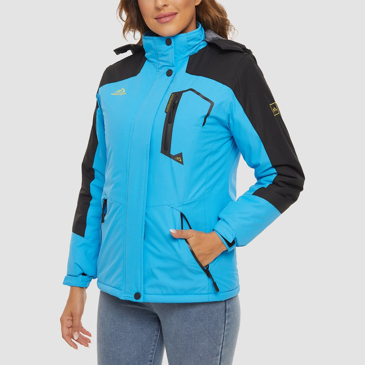 Blue MAGCOMSEN Women's Water-Resistant Fleece Ski Jacket with 4 Pockets in #Color_Blue