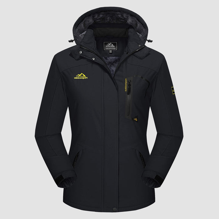 Black MAGCOMSEN Women's Water-Resistant Fleece Ski Jacket with 4 Pockets in #Color_Black