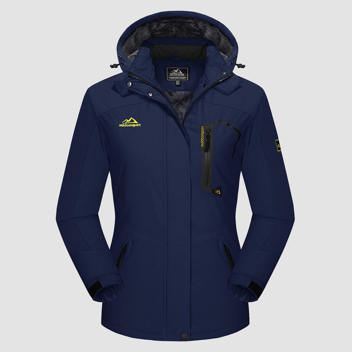 Navy MAGCOMSEN Women's Water-Resistant Fleece Ski Jacket with 4 Pockets in #Color_Navy