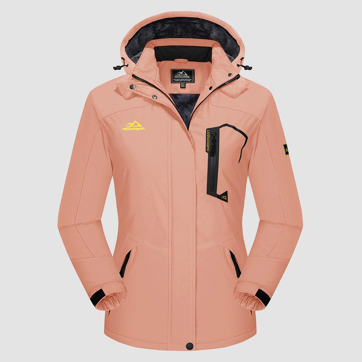 Apricot MAGCOMSEN Women's Water-Resistant Fleece Ski Jacket with 4 Pockets in #Color_Apricot