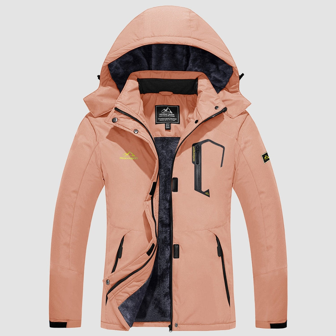 Apricot MAGCOMSEN Women's Water-Resistant Fleece Ski Jacket with 4 Pockets in #Color_Apricot