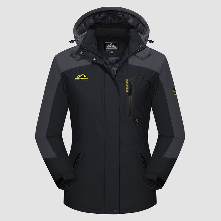 Black Grey MAGCOMSEN Women's Water-Resistant Fleece Ski Jacket with 4 Pockets in #Color_Black Grey
