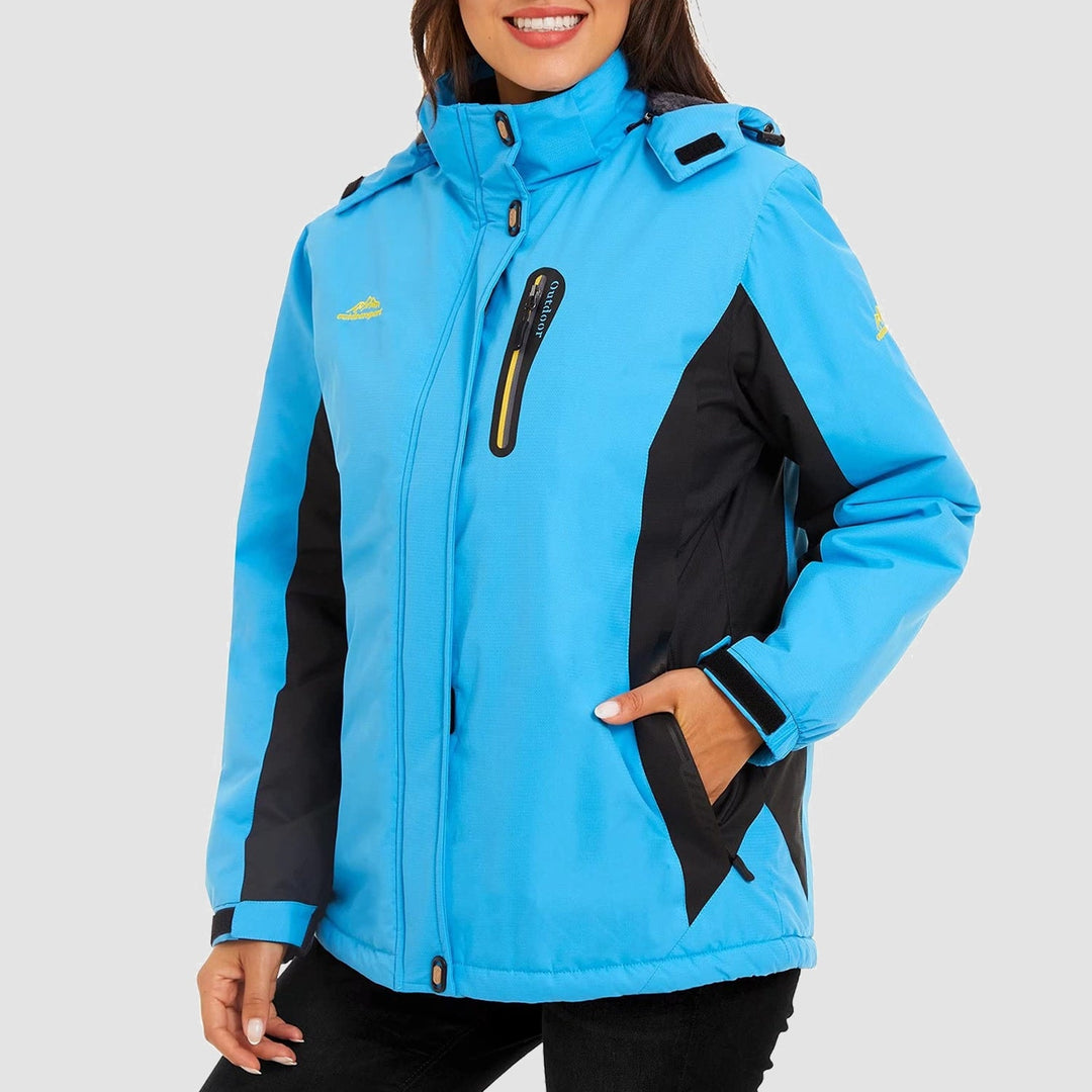 Blue MAGCOMSEN Women's Waterproof Fleece-Lined Ski Jacket with Hood in #Color_Blue