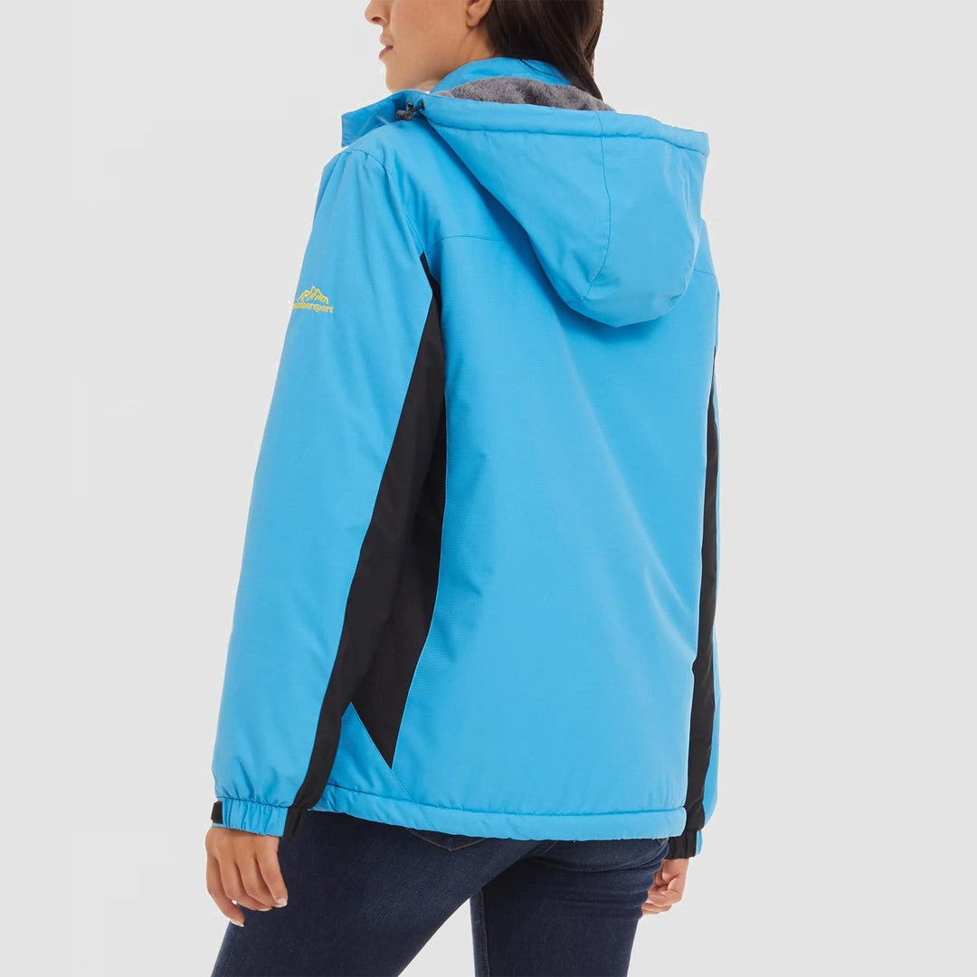 Blue MAGCOMSEN Women's Waterproof Fleece-Lined Ski Jacket with Hood in #Color_Blue
