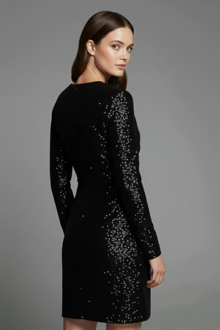 Skye | Sparkly Sequin V Neck Wrap Mini Dress