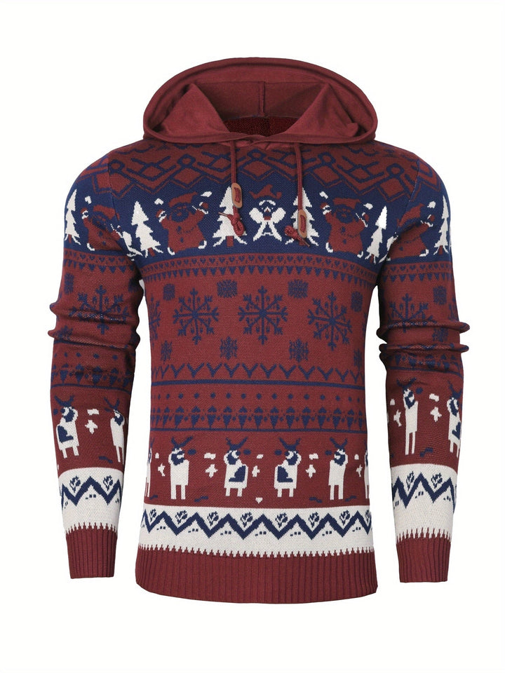 Ryan | Men's Reindeer Knit Hooded Christmas Jumper